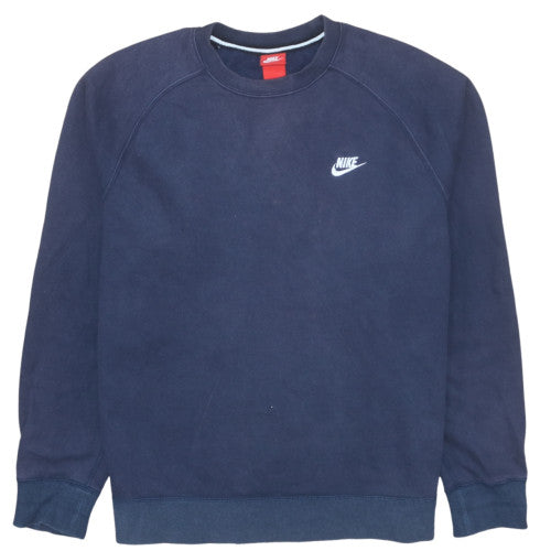 Nike Men's Navy Blue XL Crew Neck Sweatshirt Fleece Cotton Blend