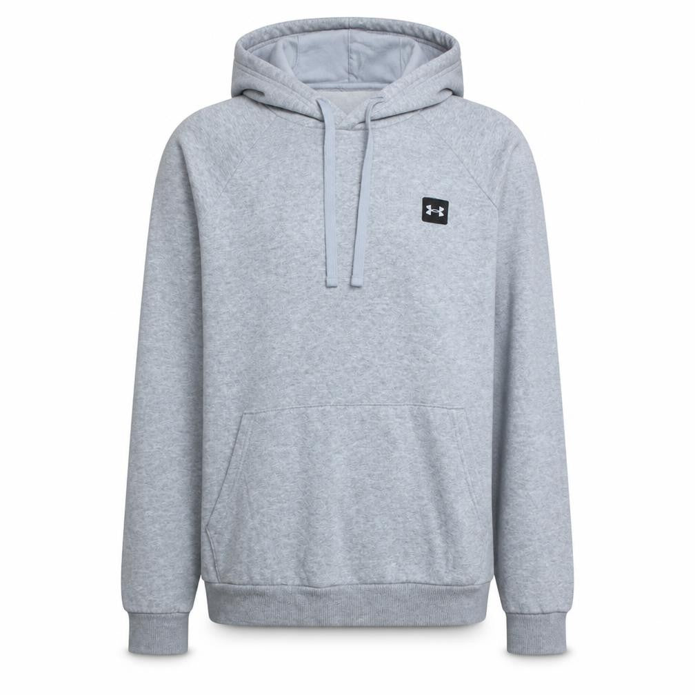 Front view of Under Armour men’s grey pullover hoodie medium relaxed fit sportswear