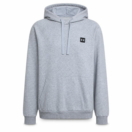 Front view of Under Armour men’s grey pullover hoodie medium relaxed fit sportswear