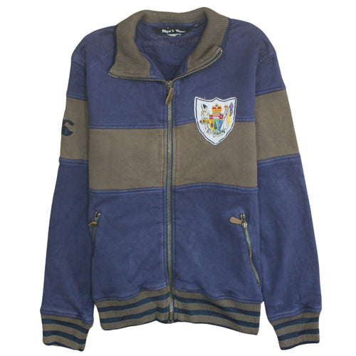 Canterbury Men's Blue Bomber Jacket M Full Zip Embroidered Crest Cotton