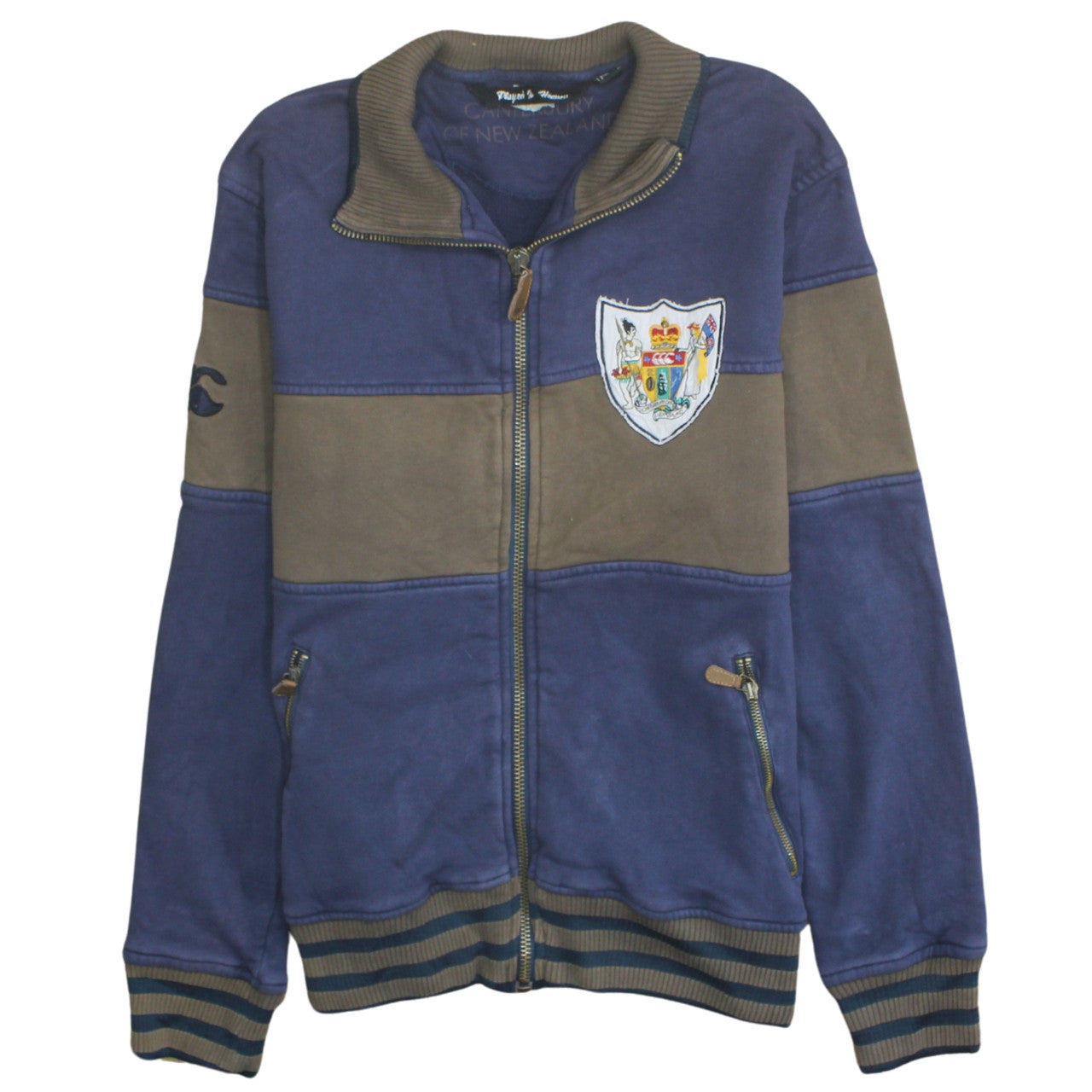 Canterbury Men's Blue Bomber Jacket M Full Zip Embroidered Crest Cotton