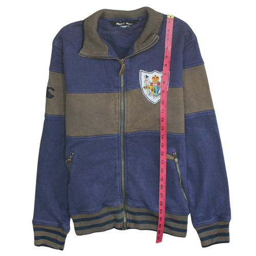 Canterbury Men's Blue Bomber Jacket M Full Zip Embroidered Crest Cotton