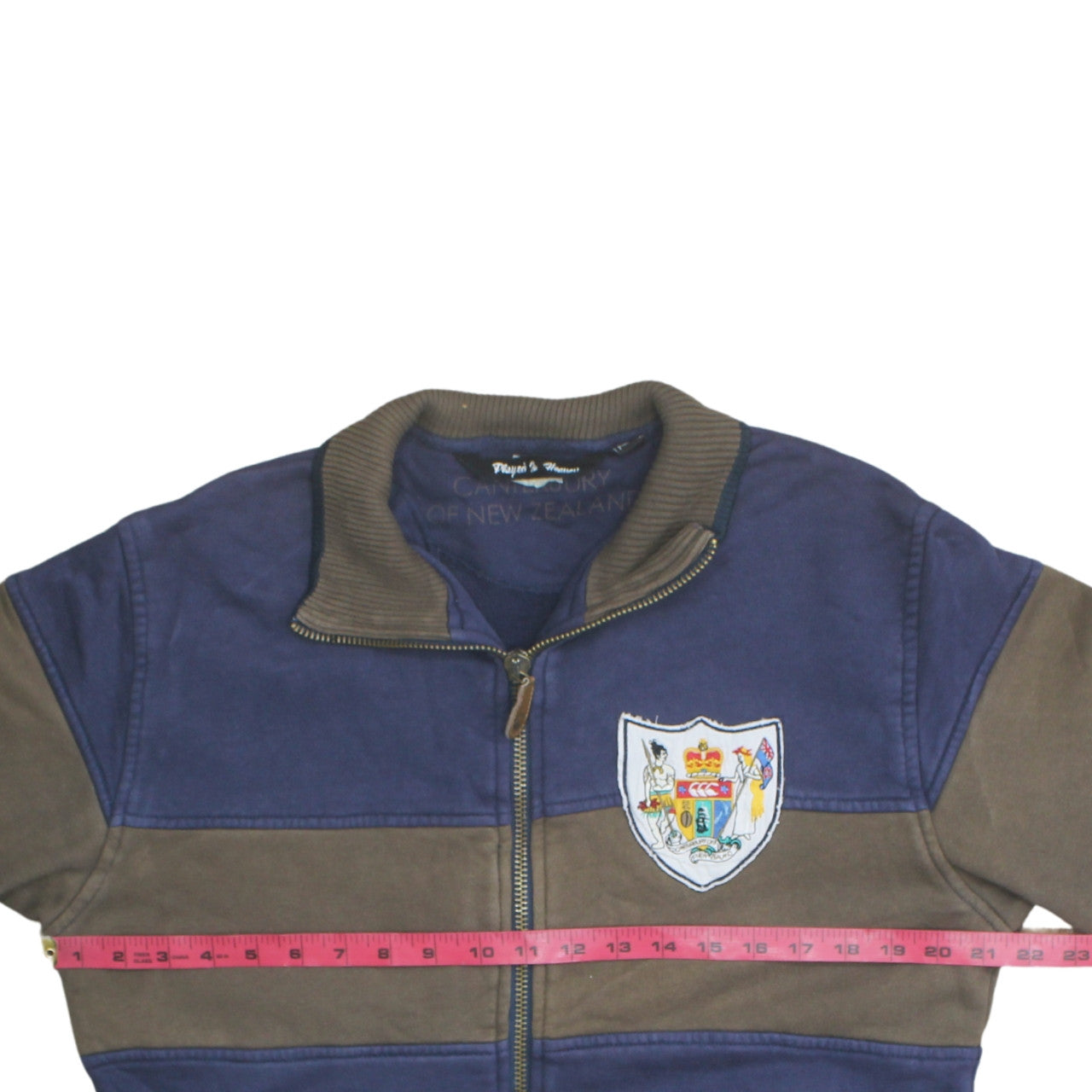 Canterbury Men's Blue Bomber Jacket M Full Zip Embroidered Crest Cotton