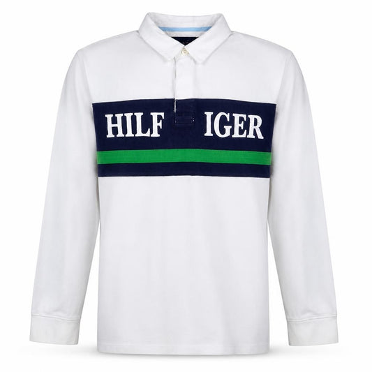 Front view of Tommy Hilfiger Teens White XL Collared Pullover Sweatshirt