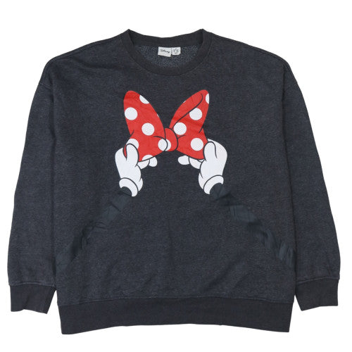 Disney Women Grey Minnie Mouse Bow Sweatshirt 2XL Pullover