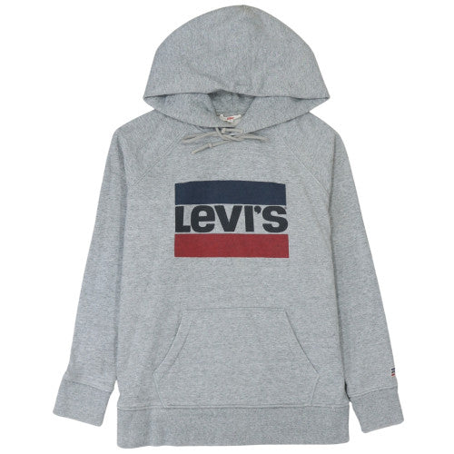 Levi's Men's Grey Pullover Hoodie Medium Graphic Logo Sweatshirt