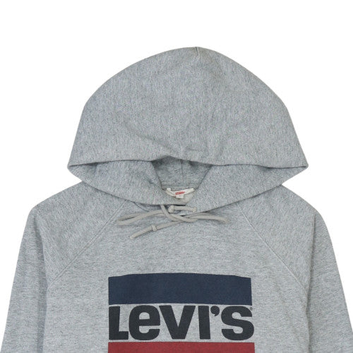 Levi's Men's Grey Pullover Hoodie Medium Graphic Logo Sweatshirt
