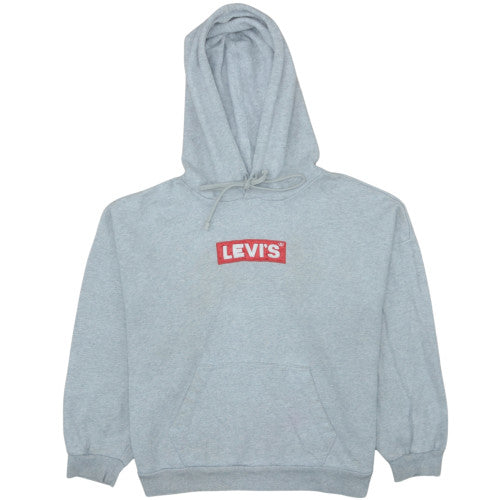Levi's Men's Grey Pullover Hoodie L Logo Fleece Long Sleeve