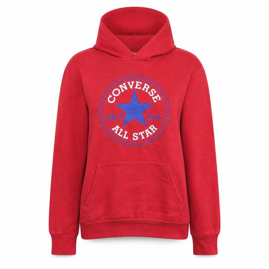Front view of Converse Teens Red Hoodie All Star Logo Pullover 13-15 Yrs