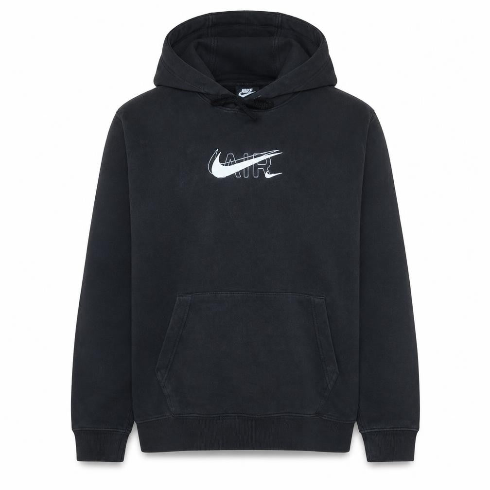 Front view of Nike Men's Black Medium Pullover Hoodie Graphic Logo Fleece