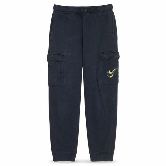 Front view of Nike Teens Black Fleece Cargo Jogger Trousers, size L, 147-158cm