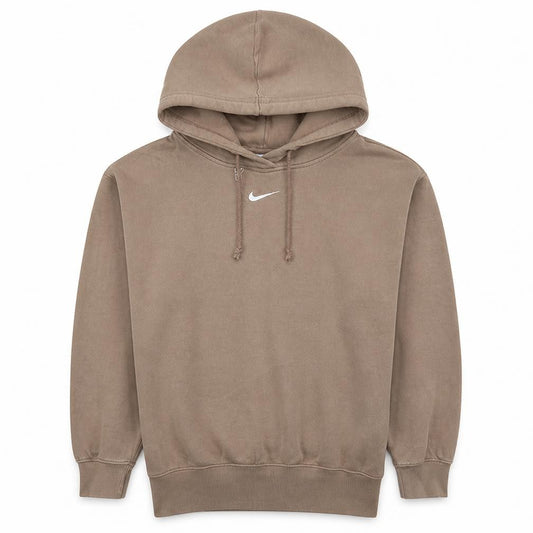 Front view of Nike Men's Brown XS Pullover Fleece Hoodie with Logo