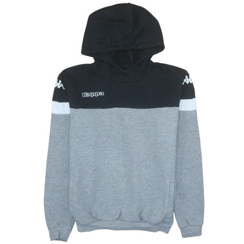 Kappa Boys Grey & Black Hooded Pullover Hoodie 14 Years Regular Fit