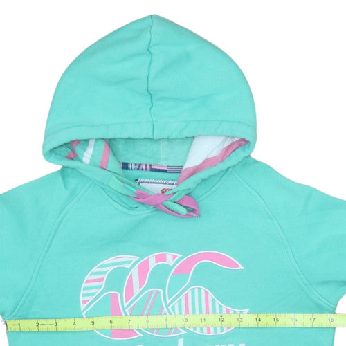 Canterbury Womens Teal Hoodie Pullover Size M Logo Print Lined Hood