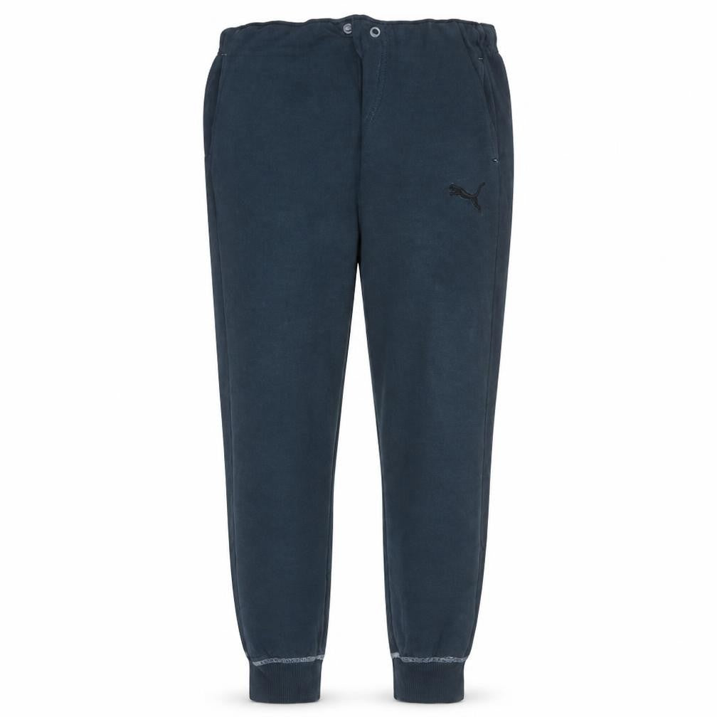 Front view of Puma men’s black fleece jogger sweatpants, size L, regular fit