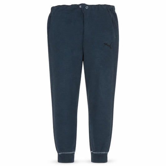 Front view of Puma men’s black fleece jogger sweatpants, size L, regular fit