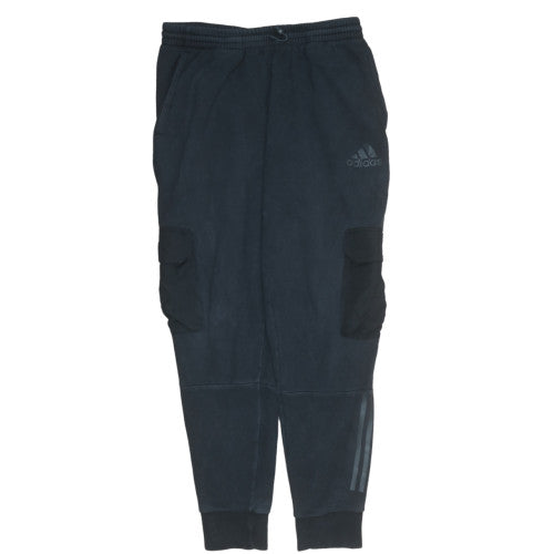 Adidas Men Black Jogger Trousers Fleece Regular Fit Activewear M