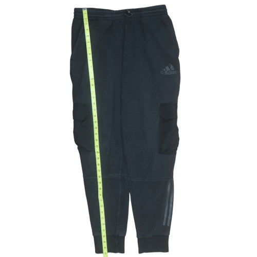 Adidas Men Black Jogger Trousers Fleece Regular Fit Activewear M