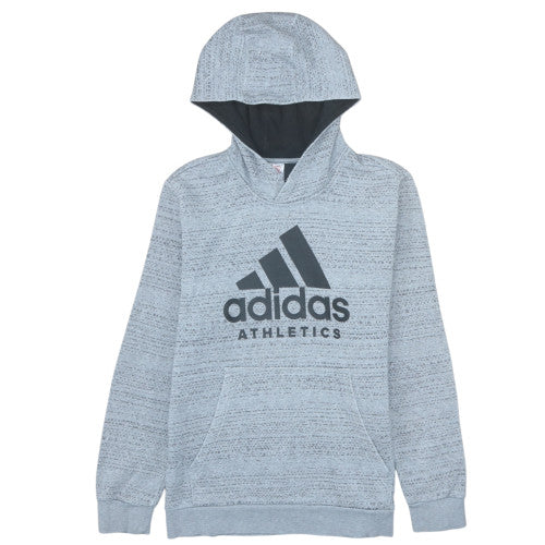 Adidas Boys Grey Pullover Hoodie Size 13-14 Years Fleece Lined Athletic Top
