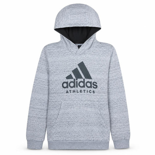 Adidas Boys Grey Pullover Hoodie Size 13-14 Years Fleece Lined Athletic Top