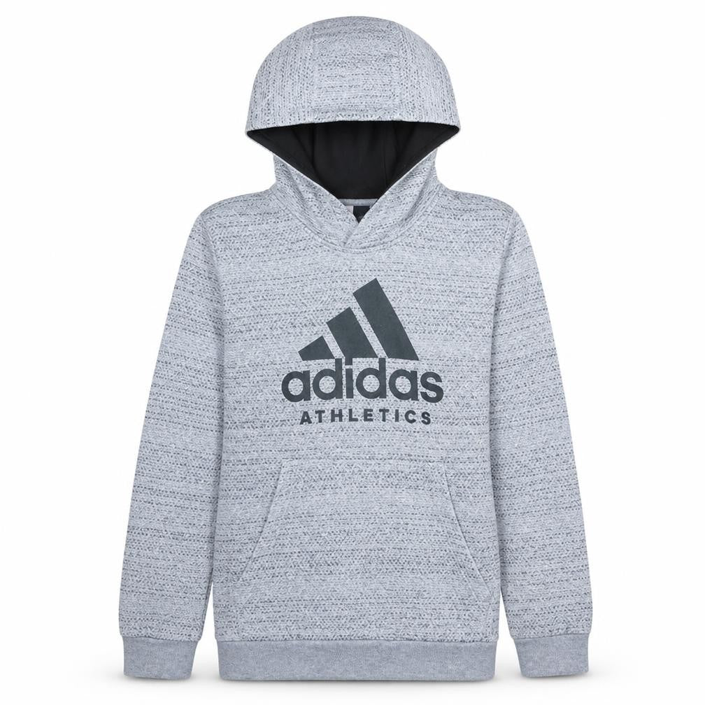 Adidas Boys Grey Pullover Hoodie Size 13-14 Years Fleece Lined Athletic Top