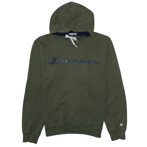 Champion Men's Green Pullover Hoodie Small Logo Fleece Sweatshirt