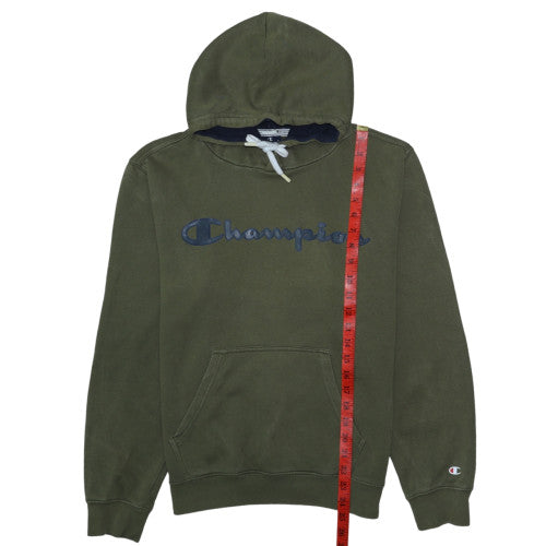 Champion Men's Green Pullover Hoodie Small Logo Fleece Sweatshirt