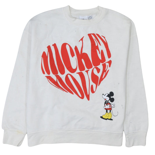 Disney Primark Women White Mickey Mouse Sweatshirt Size 12/14