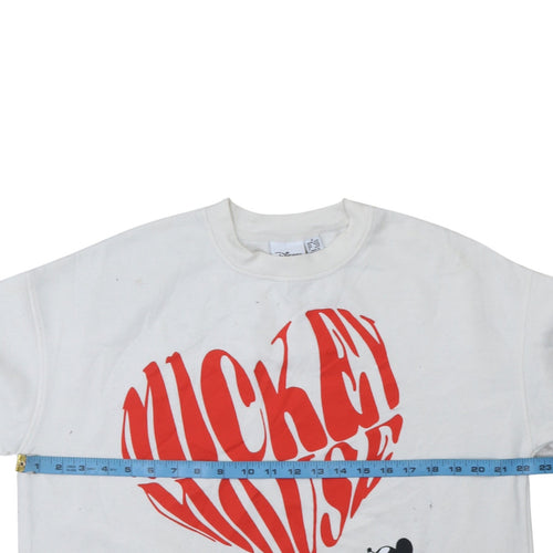 Disney Primark Women White Mickey Mouse Sweatshirt Size 12/14