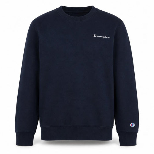Front view of Champion Elite Men's Navy Crew Neck Sweatshirt L Cotton Blend
