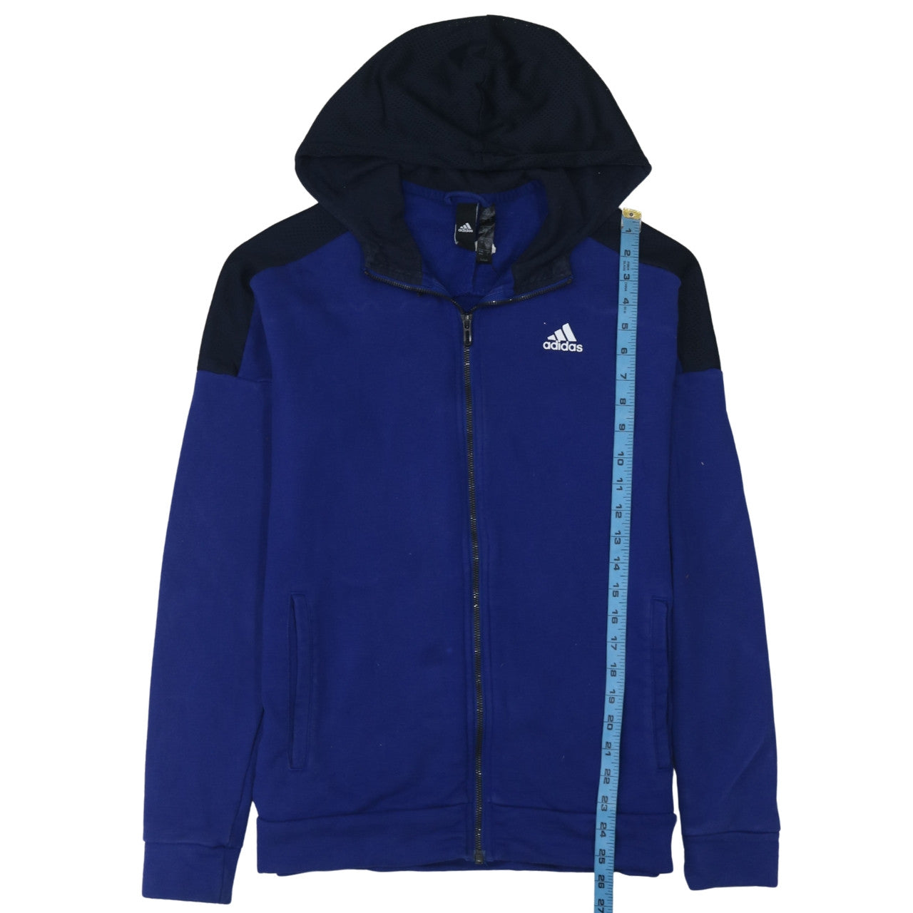 Adidas Men Blue Full Zip Hoodie Size M Sportswear