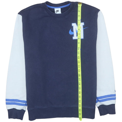 Nike Men's Blue Pullover Sweatshirt M Crew Neck Embroidered Logo