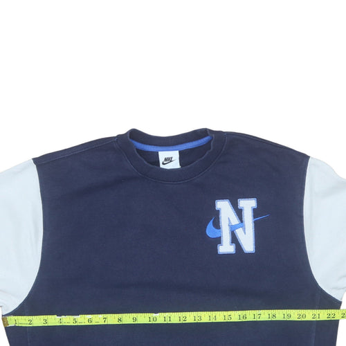 Nike Men's Blue Pullover Sweatshirt M Crew Neck Embroidered Logo