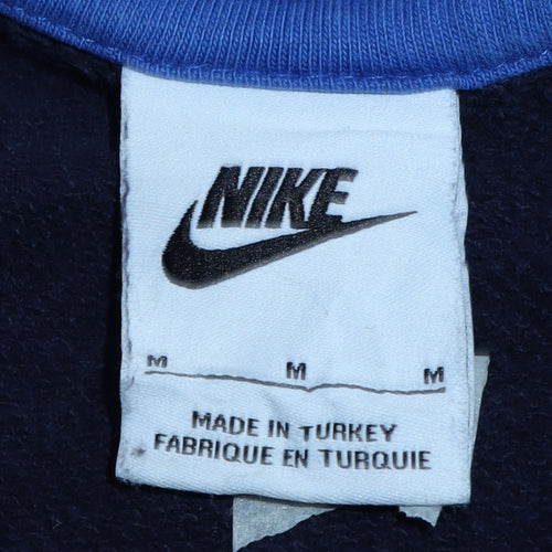 Nike Men's Blue Pullover Sweatshirt M Crew Neck Embroidered Logo