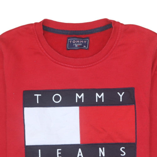 Tommy Hilfiger Mens Red XL Logo Pullover Crew Neck Sweatshirt