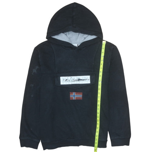 Napapijri Men's Black Pullover Hoodie M Long Sleeve Fleece Logo