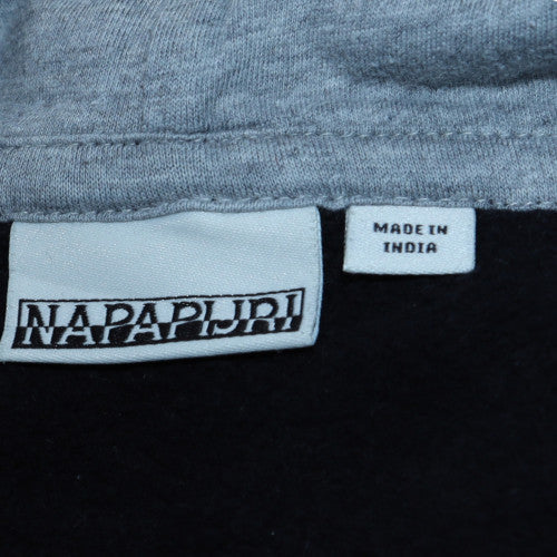 Napapijri Men's Black Pullover Hoodie M Long Sleeve Fleece Logo