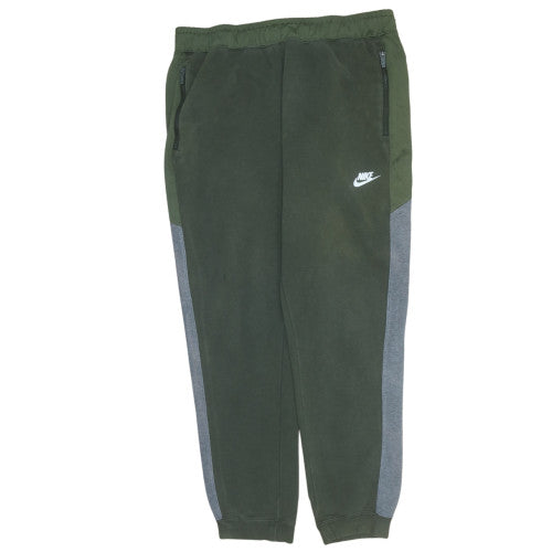 Nike Men's Green Jogger Sweatpants L Fleece Lined Zip Pocket