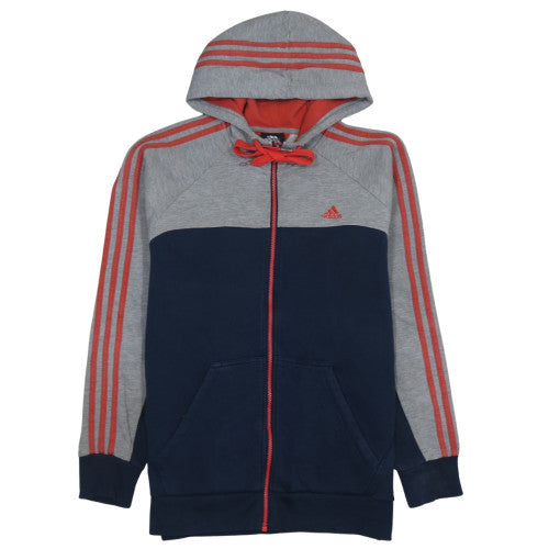 Adidas Women Grey Navy Full Zip Hoodie Size M Performance Essentials