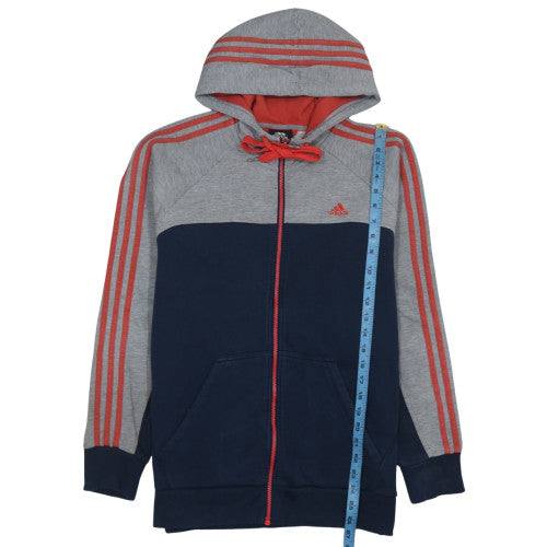 Adidas Women Grey Navy Full Zip Hoodie Size M Performance Essentials