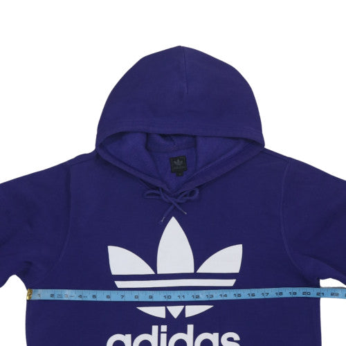 Adidas Womens Blue Pullover Hoodie L Logo Fleece Sweatshirt