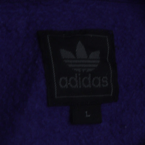 Adidas Womens Blue Pullover Hoodie L Logo Fleece Sweatshirt