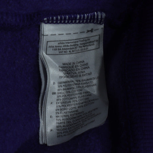 Adidas Womens Blue Pullover Hoodie L Logo Fleece Sweatshirt