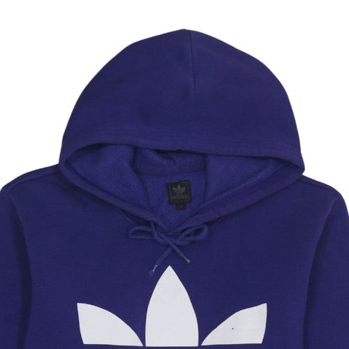 Adidas Womens Blue Pullover Hoodie L Logo Fleece Sweatshirt