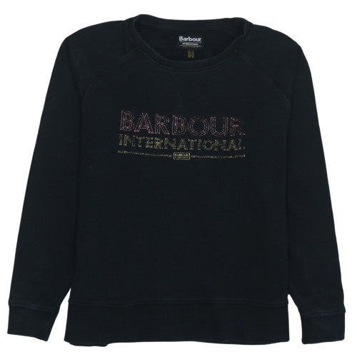 Barbour International Womens Black Cotton Crew Neck Sweatshirt UK 14
