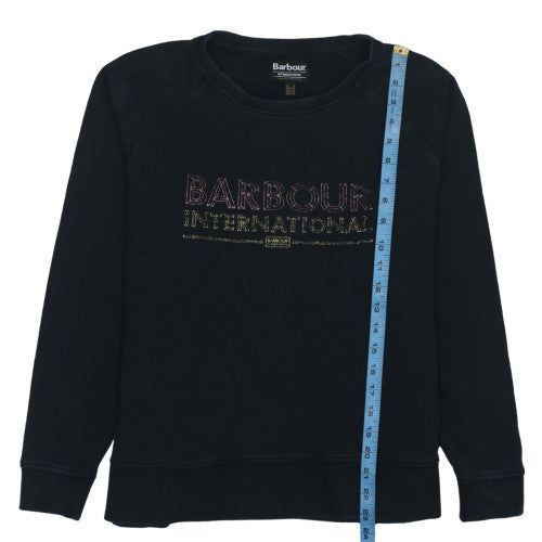 Barbour International Womens Black Cotton Crew Neck Sweatshirt UK 14