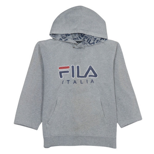 Fila Womens Grey Pullover Hoodie Medium Logo Sweatshirt