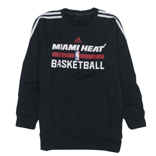 Adidas Mens Black Miami Heat Basketball Crew Neck Sweatshirt Size M