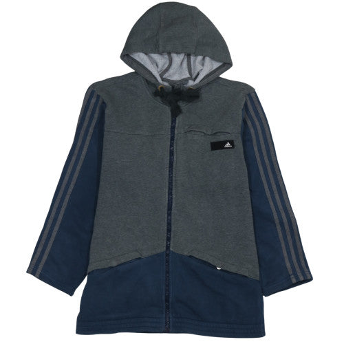 Adidas Mens Grey & Navy Full Zip Hoodie Size L Sportswear
