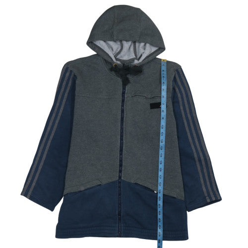 Adidas Mens Grey & Navy Full Zip Hoodie Size L Sportswear